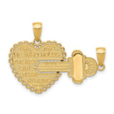 Break Apart Heart Key Charm Pendant in Real 14k Yellow Gold