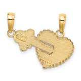 Break Apart Heart Key Charm Pendant in Real 14k Yellow Gold