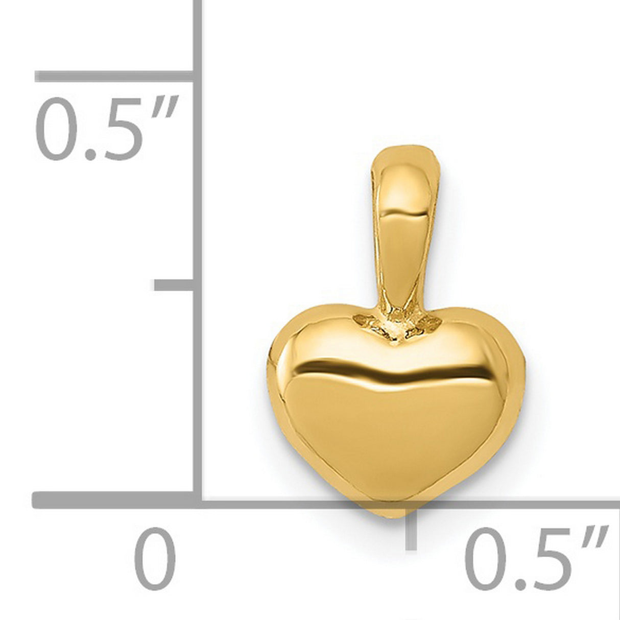 14k Yellow Gold Heart Pendant Charm with Smooth Polished Finish, Classic Romantic Design