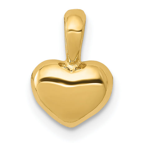 14k Yellow Gold Heart Pendant Charm with Smooth Polished Finish, Classic Romantic Design