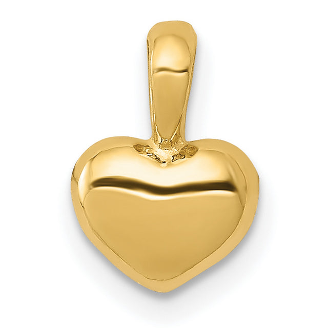14k Yellow Gold Heart Pendant Charm with Smooth Polished Finish, Classic Romantic Design