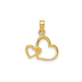 14k Yellow Gold Heart Pendant with Interlinked Open Hearts, Symbolic Jewelry for Women