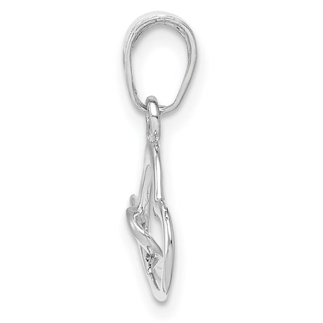 14k White Gold Open Heart Pendant with Intertwined Hearts Symbolizing Love and Family