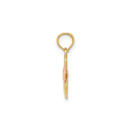 14k Two-Tone Gold Nana Heart Pendant with Rose Gold Accent, Family Keepsake Jewelry