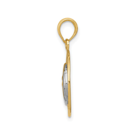 14k Two-Tone Gold Sun and Moon Face Pendant, Celestial Balance and Harmony Design