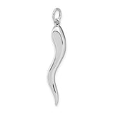 14k White Gold Italian Horn Pendant, Cornicello Charm Amulet for Protection