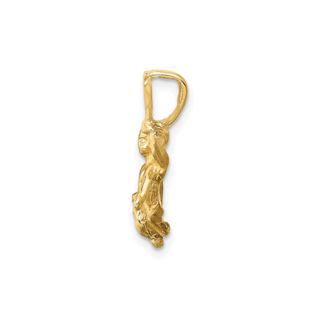 14k Yellow Gold Angel Pendant with Outspread Wings, Cherub Charm, Religious Jewelry