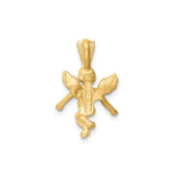 14k Yellow Gold Angel Pendant with Outspread Wings, Cherub Charm, Religious Jewelry