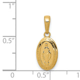 14k Yellow Gold Oval Miraculous Medal Virgin Mary Pendant, Catholic Faith Jewelry for Women