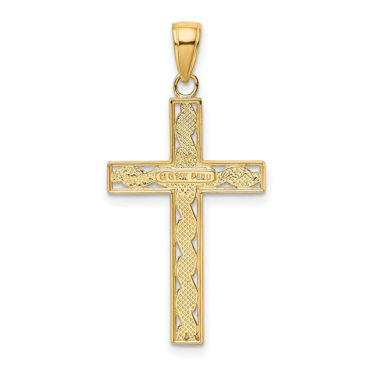 Latin Cross Charm Pendant in Real 14k Yellow Gold