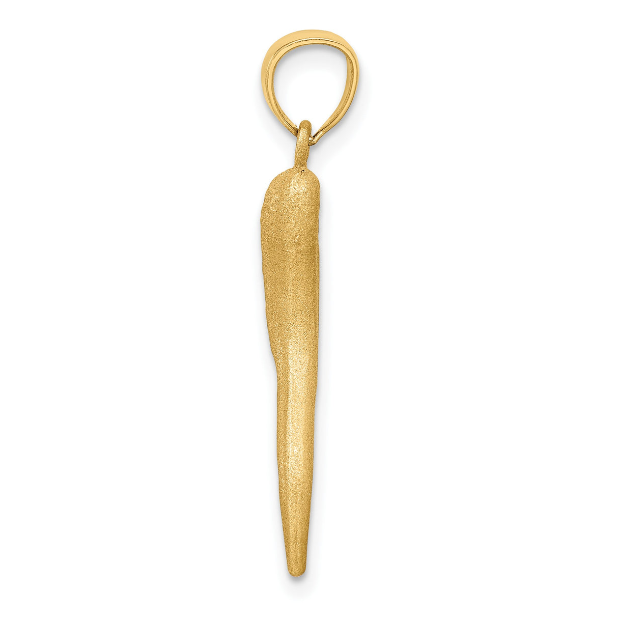 14k Yellow Gold Cornicello Pendant, Textured Italian Horn Charm for Protection and Luck