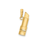 14k Multi-Tone Gold Lipstick Pendant with Red Enamel, Two Tone Makeup Charm for Women