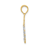14k Multi-Tone Gold Crown Pendant with Fleur-de-Lis and Cross Symbols, Christian Jewelry for Women