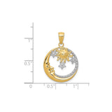 14k Multi-Tone Gold Celestial Pendant with Sun, Moon and Stars Design