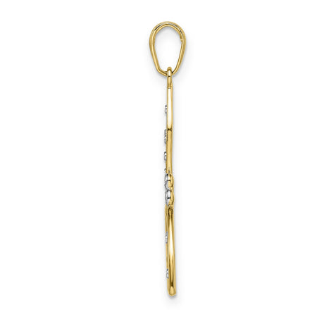14k Multi-Tone Gold Dragonfly Pendant with Rhodium Accents and Filigree Wings