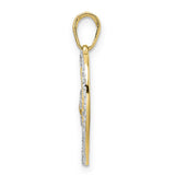 14k Yellow Gold and Rhodium Heart Pendant with Dragonfly Design