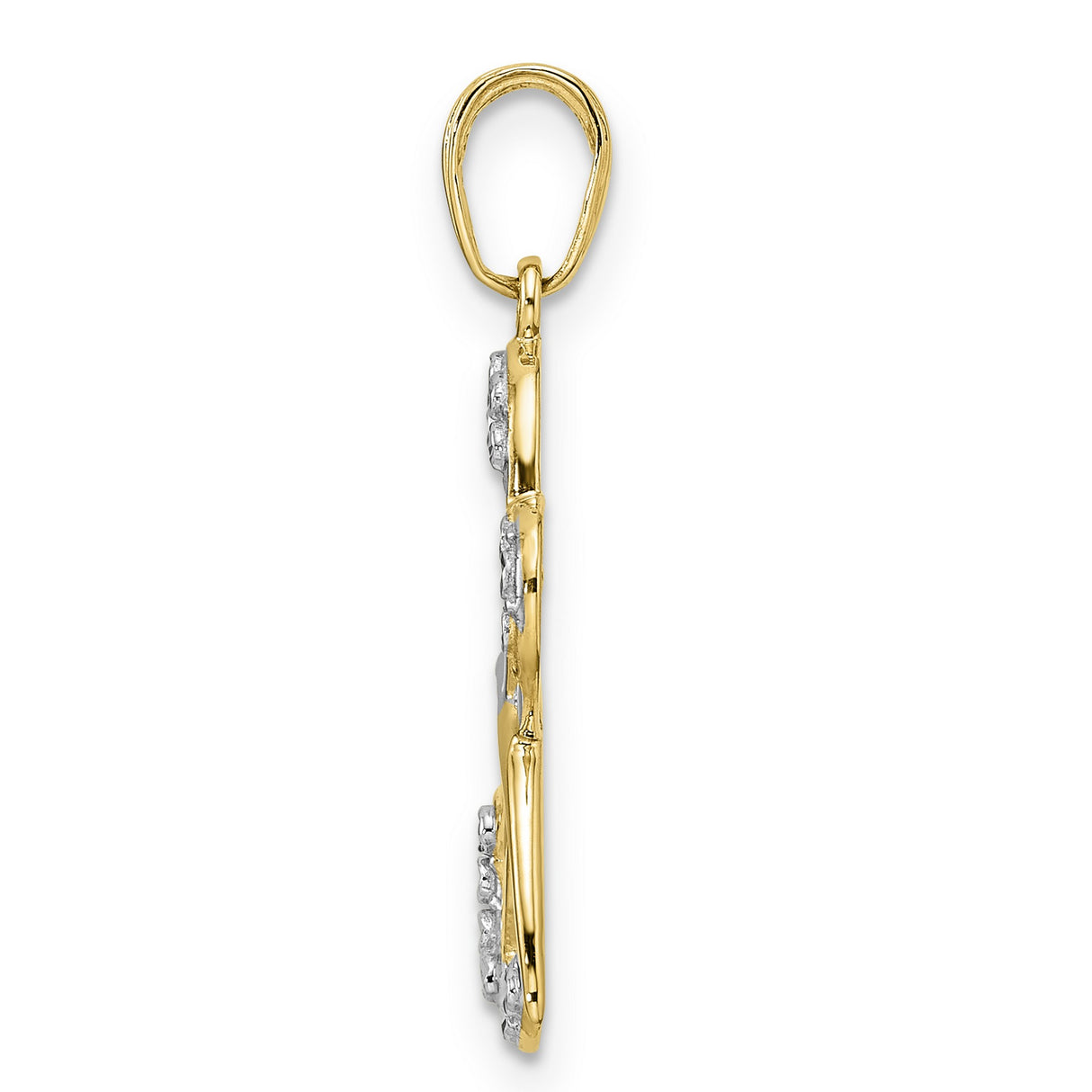 14k Multi-Tone Gold Butterfly Pendant with Polished and Diamond Cut Finish for Women