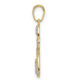 14k Multi-Tone Gold Butterfly Pendant with Polished and Diamond Cut Finish for Women
