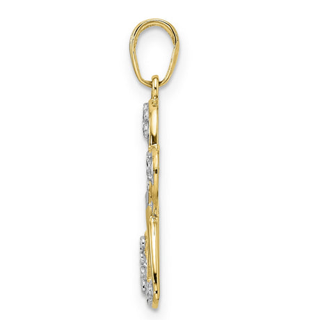 14k Multi-Tone Gold Butterfly Pendant with Polished and Diamond Cut Finish for Women