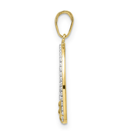 14k Two-Tone Gold Dog Pendant with Heart and Diamond Cut Rhodium Accents for Women