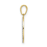 14k Yellow Gold and Rhodium Dog Pendant with Diamond-Cut Oval Frame