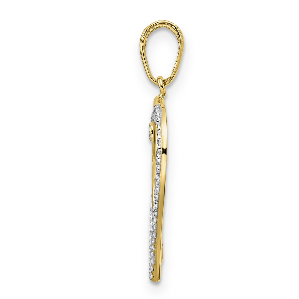 14k Multi-Tone Gold Dolphin Heart Pendant with Diamond Cut Open Heart Design for Women