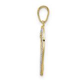 14k Multi-Tone Gold Dolphin Heart Pendant with Diamond Cut Open Heart Design for Women