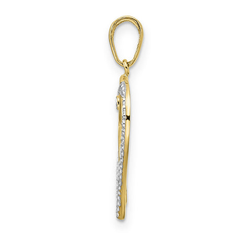 14k Multi-Tone Gold Dolphin Heart Pendant with Diamond Cut Open Heart Design for Women