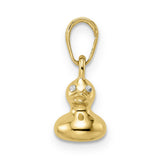 14k Multi-Tone Gold Duck Pendant Charm with Rhodium Eyes, Polished 3D Rubber Duck Design