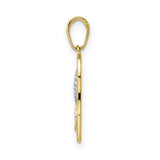 Diamond-Cut Heart Hamsa Charm Pendant in Real 14k Multi-Tone Gold