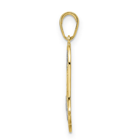 14k Multi-Tone Gold Hamsa Pendant with Eye of Providence, Horse, Clover, and Number Seven