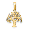 14k Multi-Tone Gold Tree of Life Pendant with Rhodium Filigree and Diamond Cut Accents