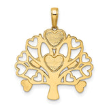 14k Multi-Tone Gold Tree Pendant with Rhodium Hearts and Diamond Cut Accents