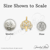 14k Multi-Tone Gold Tree Pendant with Rhodium Hearts and Diamond Cut Accents