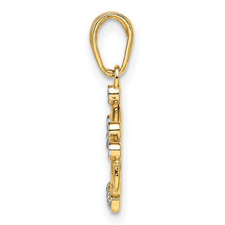 14k Multi-Tone Gold Crown Pendant with Diamond-Cut Accents, Tiara Style for Women