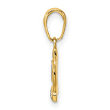 14k Two-Tone Gold Crown Pendant with Diamond-Cut Heart Design, Romantic Style for Women