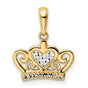 14k Two-Tone Gold Crown Pendant with Diamond-Cut Heart Design, Romantic Style for Women
