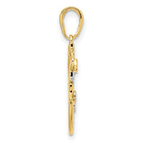 14k Multi-Tone Gold Crescent Moon Pendant with Star and Heart Accents, Celestial Style for Women