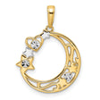 14k Multi-Tone Gold Crescent Moon Pendant with Star and Heart Accents, Celestial Style for Women