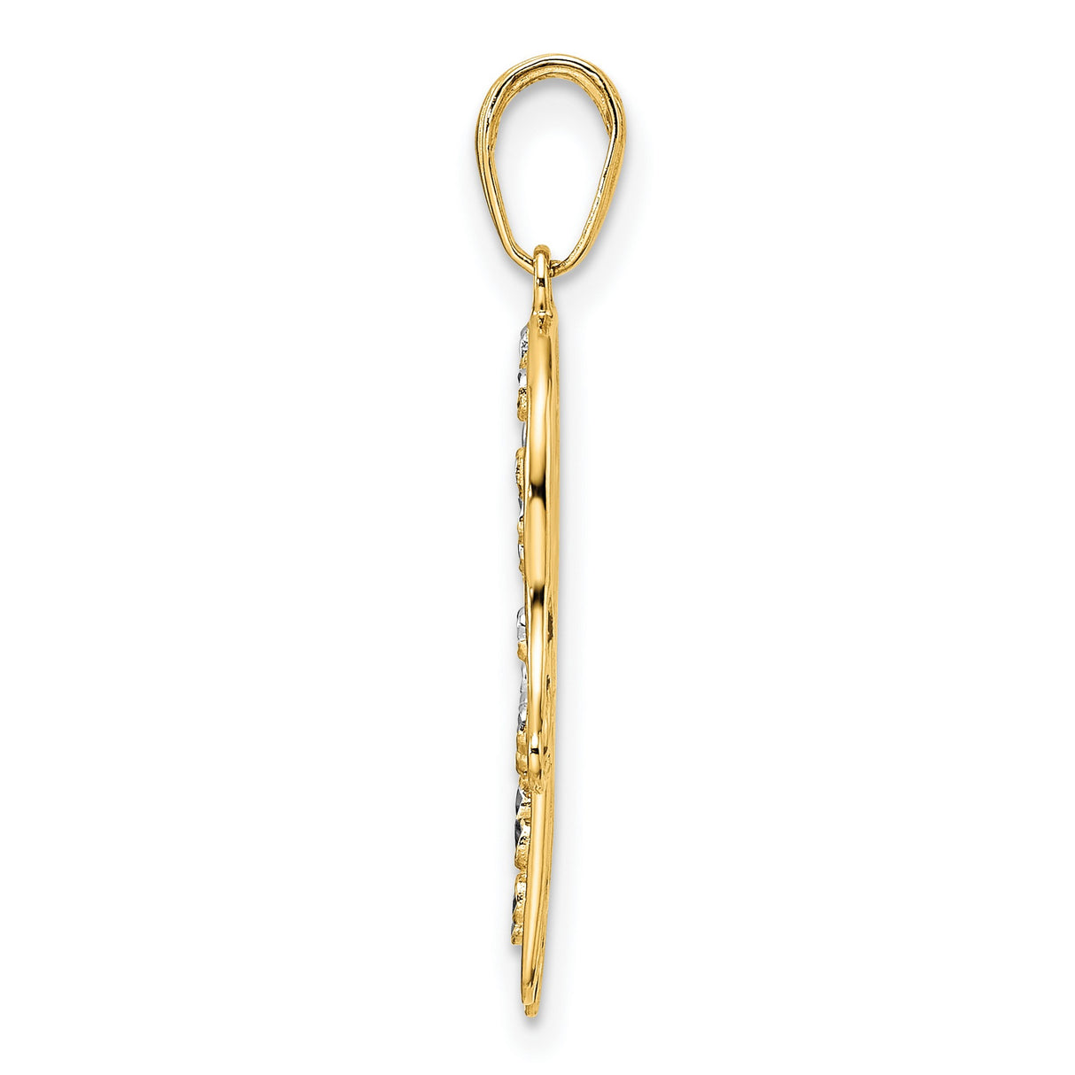 Diamond-Cut Fancy Hamsa Charm Pendant in Real 14k Multi-Tone Gold
