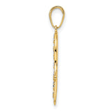 Diamond-Cut Fancy Hamsa Charm Pendant in Real 14k Multi-Tone Gold