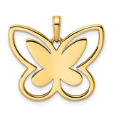 14k Multi-Tone Gold Butterfly Pendant with Textured Edge, Spiritual Nature-Inspired Design