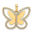 14k Multi-Tone Gold Butterfly Pendant with Textured Edge, Spiritual Nature-Inspired Design