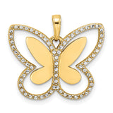 14k Multi-Tone Gold Butterfly Pendant with Textured Edge, Spiritual Nature-Inspired Design
