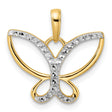 14k Yellow Gold Butterfly Pendant with Rhodium Detailing, Two-Tone Open Design for Women