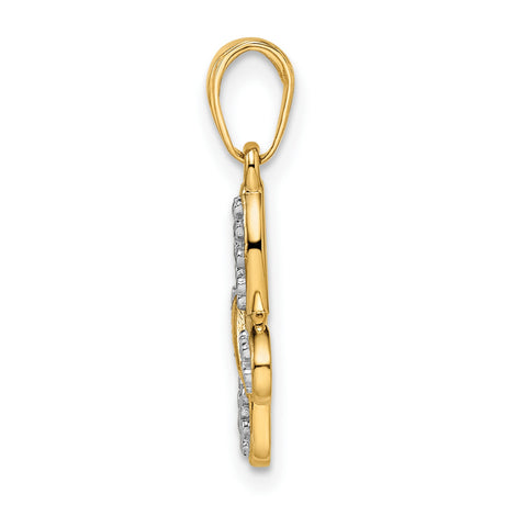 14k Multi-Tone Gold Butterfly Pendant, Textured Nature-Inspired Charm for Women