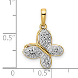 14k Multi-Tone Gold Butterfly Pendant, Textured Nature-Inspired Charm for Women