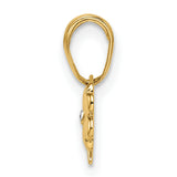 14k Multi-Tone Gold Clover Pendant with Polished Rhodium Center, Lucky Four-Leaf Charm for Women