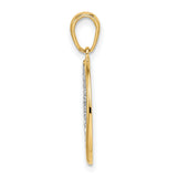 14k Multi-Tone Gold Crescent Moon and Star Pendant, Celestial Circle Charm for Women