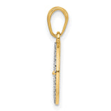 14k Yellow Gold Multi-Tone Four-Leaf Clover Pendant, Openwork Lucky Charm Design